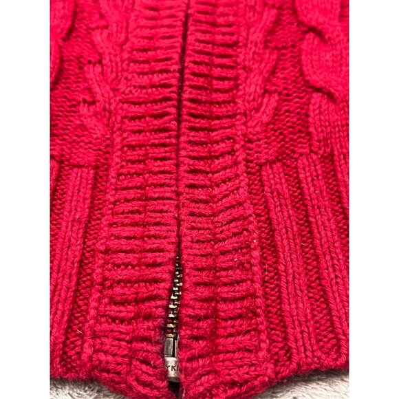 Eddie Bauer Mens XL Red Hooded Cable Knit Sweater Vest Golf Grandpa Zipp up Vest - Picture 8 of 14